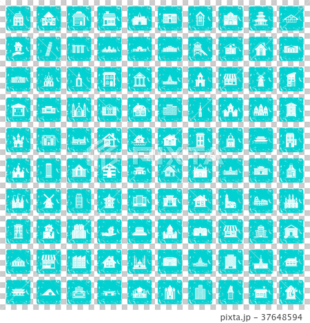 100 building icons set grunge blue 100 building icons set grunge blue 37648594