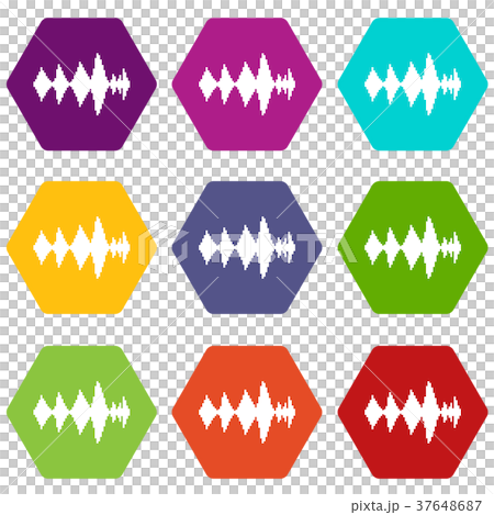 Audio digital equalizer technology icon set color hexahedron Audio digital equalizer technology icon set color hexahedron 37648687