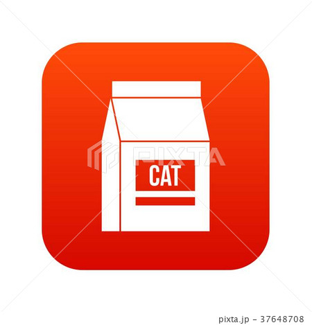 Cat food bag icon digital red 37648708