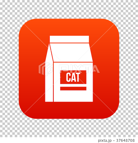 Cat food bag icon digital red 37648708
