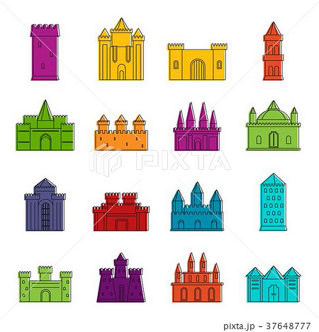 Towers and castles icons doodle set Towers and castles icons doodle set 37648777