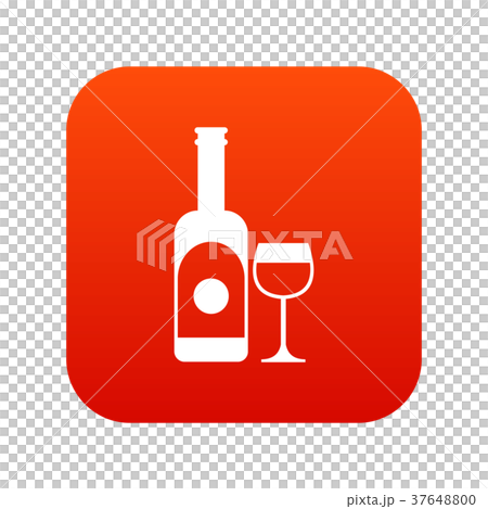 Wine and glass icon digital red 37648800