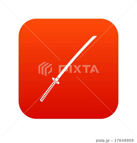 Japanese katana icon digital red 37648909