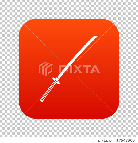 Japanese katana icon digital red 37648909