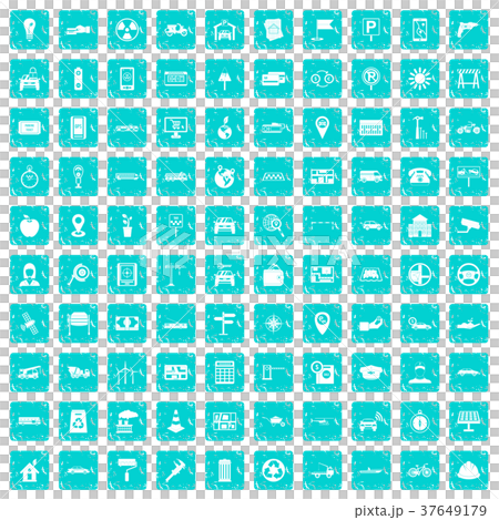 100 car icons set grunge blue 100 car icons set grunge blue 37649179