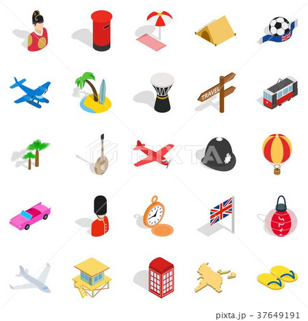 Memories from vacation icons set, isometric style Memories from vacation icons set, isometric style 37649191