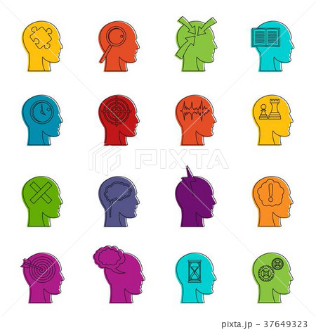 Head logos icons doodle set 37649323