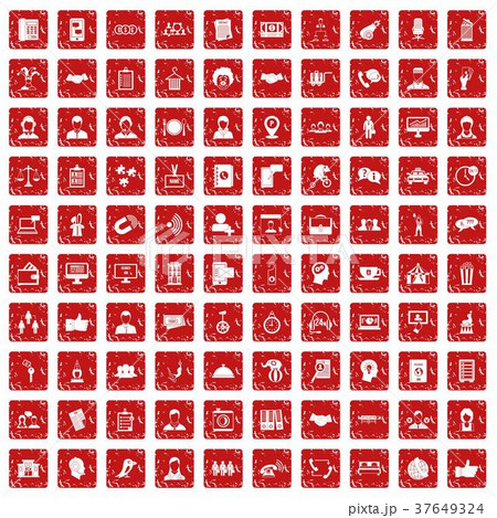 100 coherence icons set grunge red 100 coherence icons set grunge red 37649324