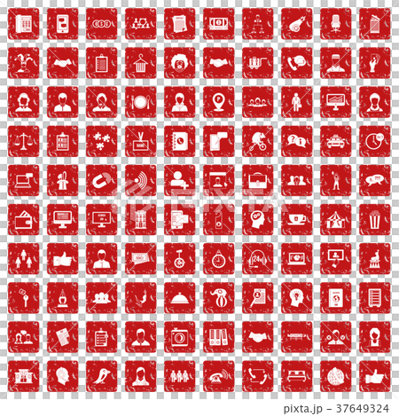 100 coherence icons set grunge red 100 coherence icons set grunge red 37649324