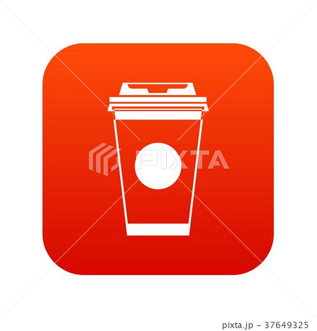 Paper coffee cup icon digital red 37649325