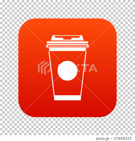 Paper coffee cup icon digital red 37649325
