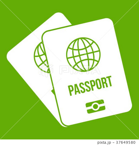 Passports with map icon green 37649580