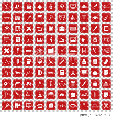 100 compass icons set grunge red 37649595