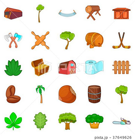 Timber icons set, cartoon style Timber icons set, cartoon style 37649626