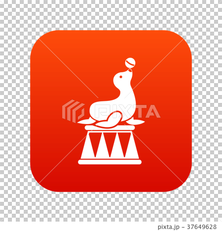 Circus seal with a ball icon digital red Circus seal with a ball icon digital red 37649628