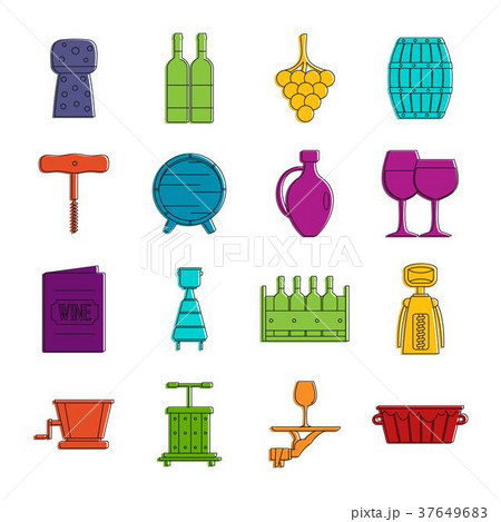 Wine icons doodle set 37649683
