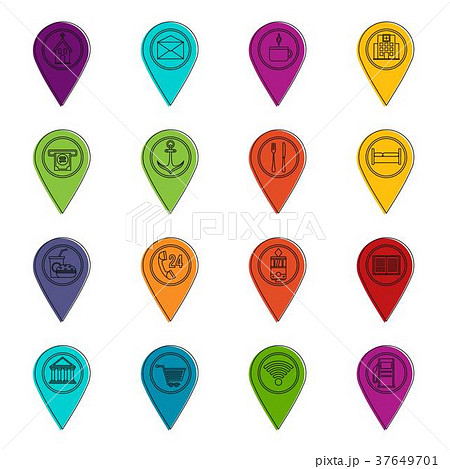 Points of interest icons doodle set 37649701