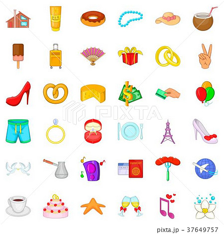 Romance icons set, cartoon style Romance icons set, cartoon style 37649757