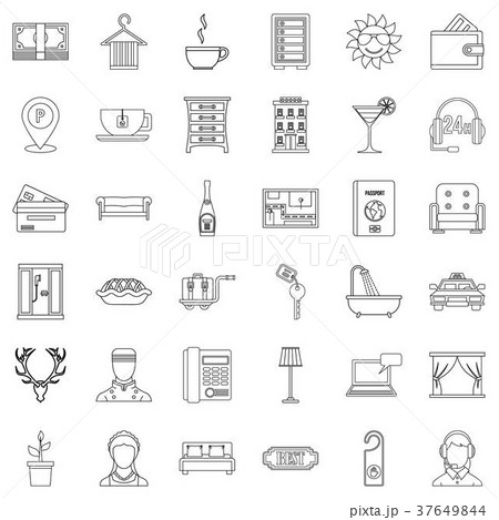 Apartment icons set, outline style Apartment icons set, outline style 37649844