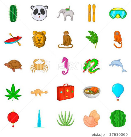 Safari icons set, cartoon style Safari icons set, cartoon style 37650069