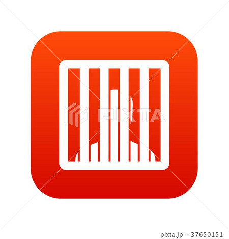 Man behind jail bars icon digital red Man behind jail bars icon digital red 37650151