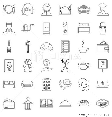 Hotel service icons set, outline style 37650154