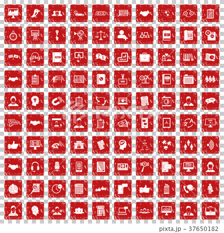 100 discussion icons set grunge red - Stock Illustration [37650182] - PIXTA