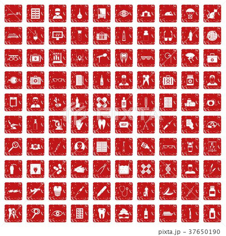 100 doctor icons set grunge red 100 doctor icons set grunge red 37650190