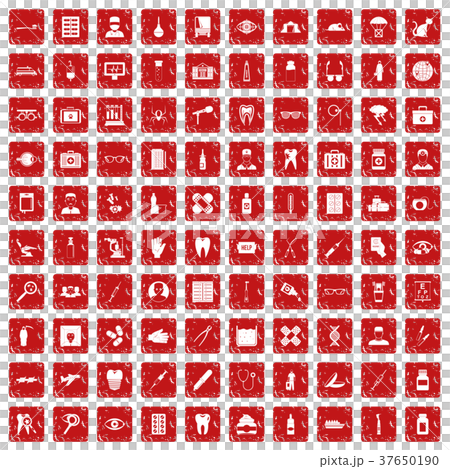100 doctor icons set grunge red 100 doctor icons set grunge red 37650190