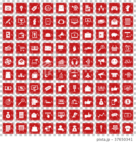 100 digital marketing icons set grunge red 37650341