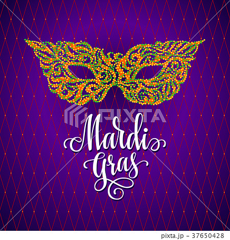 Mardi Gras lettering with carnival mask 37650428
