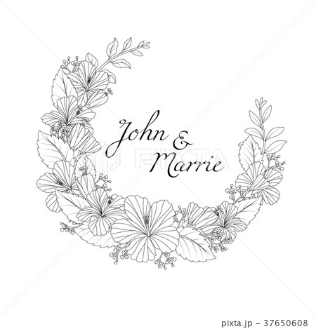 Hand drawn floral wedding invitation card Hand drawn floral wedding invitation card 37650608