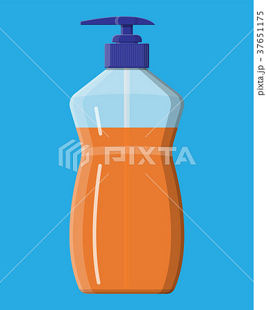 Bottle with liquid soap. Shower gel or shampoo. 37651175