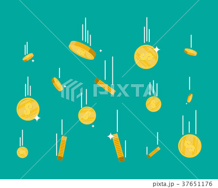 Falling gold coins. Money rain. 37651176