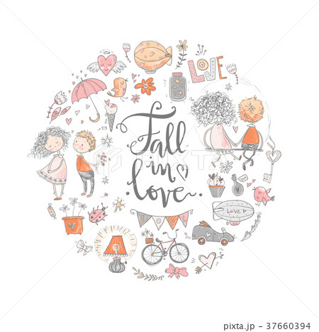 Cute fall in love illustration. Nice romantic 37660394