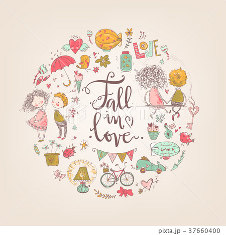 Cute fall in love illustration. Nice romantic Cute fall in love illustration. Nice romantic 37660400
