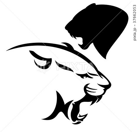 roaring cougar black vector design 37662053