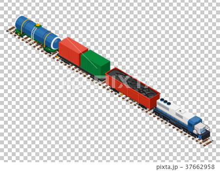 Flat 3d isometric railroad locomotive - Stock Illustration [37662958 ...