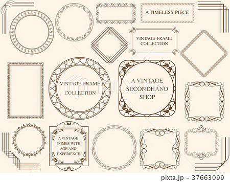 ビンテージフレーム セットのイラスト素材