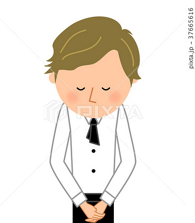 カフェ　スタッフ　店員　おじぎ 37665616