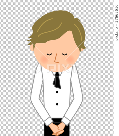 カフェ　スタッフ　店員　おじぎ 37665616