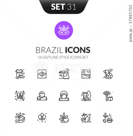 Outline black icons set in thin modern style 37665702