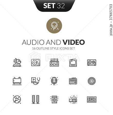 Outline black icons set in thin modern style 37665703