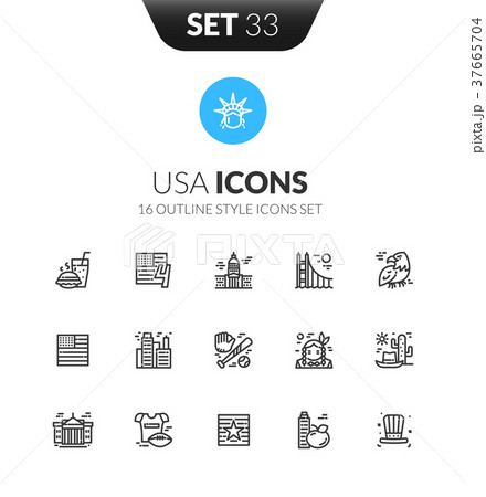 Outline black icons set in thin modern style 37665704