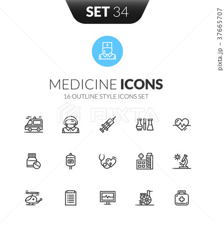 Outline black icons set in thin modern style 37665707