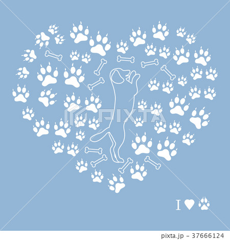 dog standing on its hind legs silhouette on a 37666124