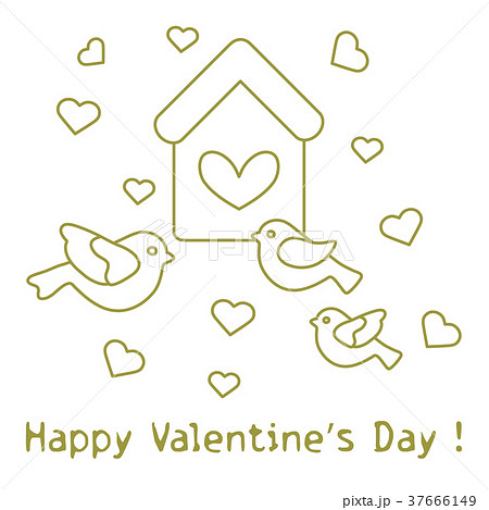 Birds, birdhouse and hearts Valentine's Day. Birds, birdhouse and hearts Valentine's Day. 37666149