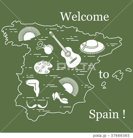 various symbols of Spain arranged in a circle various symbols of Spain arranged in a circle 37666365