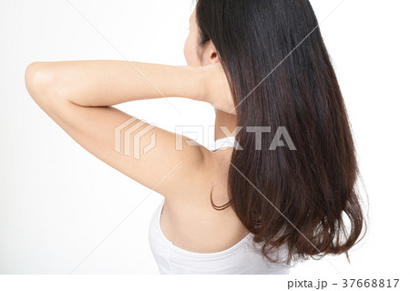 艶やかな髪の女性の写真素材