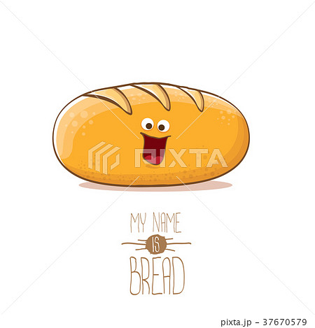 vector funky cartoon cute white loaf of bread 37670579